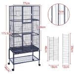 Large Metal Parrot Cage with Rolling Stand Black