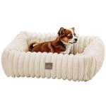 Cozy Wave-Textured Small Dog Bed - Cream