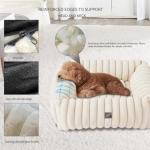 Cozy Wave-Textured Small Dog Bed - Cream