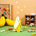 Yellow Banana Plush Chew Toy for Small Pets