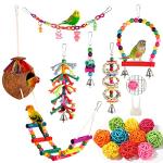 Colorful Hanging Bird Toys with Bells and Ladder