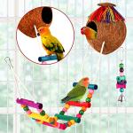 Colorful Hanging Bird Toys with Bells and Ladder