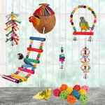 Colorful Hanging Bird Toys with Bells and Ladder