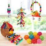 Colorful Hanging Bird Toys with Bells and Ladder