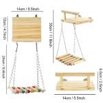 Wooden Bird Perch and Toy Set for Parrots