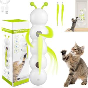 Interactive Wall-Mounted Cat Toy with Worm Design