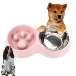 LIDOUK Double Dog Bowls with Non-Slip Base