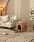 Handwoven Cat Litter Box Enclosure with Mat