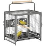 Pawhut Bird Carrier with Wooden Perch and Handle