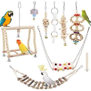 8-Piece Wooden Bird Toy Set for Parrots