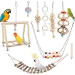 8-Piece Wooden Bird Toy Set for Parrots