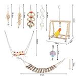 8-Piece Wooden Bird Toy Set for Parrots