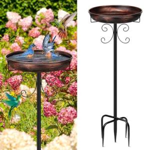 Vintage 35-Inch Metal Bird Bath for Garden