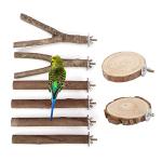 8 PCS Natural Wood Bird Perch Set