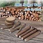 8 PCS Natural Wood Bird Perch Set