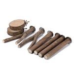 8 PCS Natural Wood Bird Perch Set