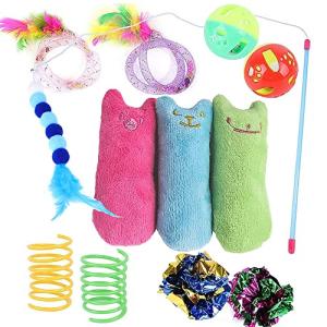 12 Interactive Plush Cat Toys Set