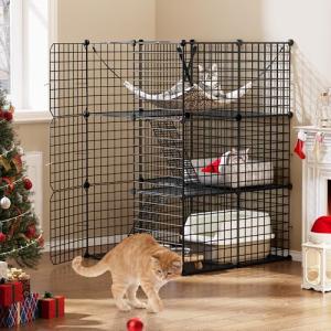 YITAHOME Indoor Cat Cage with Hammock and Ladders