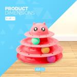 FurDreams Roller Ball Interactive - Pink | 3 Tier Tower Fun Ball with 3 Colour Balls | 3 Level Cat Teaser Toy with Cat Play Balls | Puzzle for Exercise and Stimulation