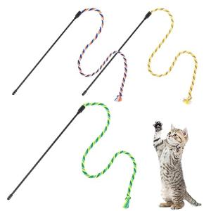 Simarro 3-Pack Colorful Cat Feather Wand Toys