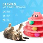 FurDreams Roller Ball Interactive - Pink | 3 Tier Tower Fun Ball with 3 Colour Balls | 3 Level Cat Teaser Toy with Cat Play Balls | Puzzle for Exercise and Stimulation