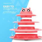 FurDreams Roller Ball Interactive - Pink | 3 Tier Tower Fun Ball with 3 Colour Balls | 3 Level Cat Teaser Toy with Cat Play Balls | Puzzle for Exercise and Stimulation