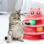 FurDreams Roller Ball Interactive - Pink | 3 Tier Tower Fun Ball with 3 Colour Balls | 3 Level Cat Teaser Toy with Cat Play Balls | Puzzle for Exercise and Stimulation