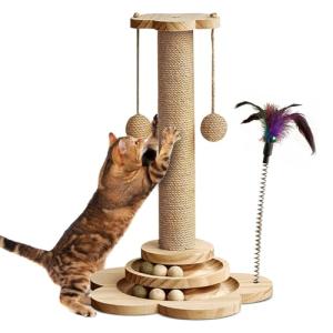 FOVVZDIL Cat Tree with Solid Wood Base