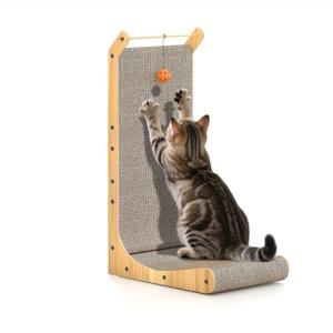 L-Shaped Cat Scratcher with Ball Toy 68cm