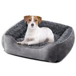 JOEJOY Dog Bed Medium - Washable Rectangle Dog Beds, Anti-Anxiety, Soft Plush Non-Slip Bottom Pet Bed - Small | Medium | Large Size Mattress Mat, Grey