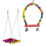 Colorful Wooden Parrot Swing Set - 2 Pack