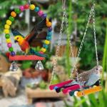 Colorful Wooden Parrot Swing Set - 2 Pack