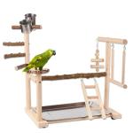 Wooden Bird Play Stand with Ladder and Swing