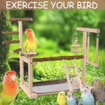 Wooden Bird Play Stand with Ladder and Swing