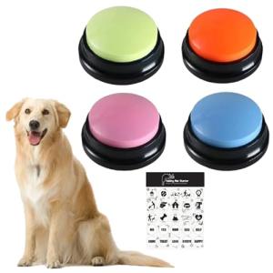 Recordable Dog Buttons with Stickers - 4 Pack