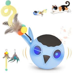 Interactive Cat Ball Toy with Feathers and Sounds