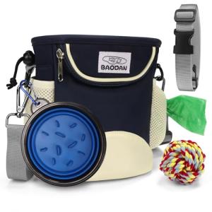 Dog Treat Pouch with Bowl, Poop Bag Holder