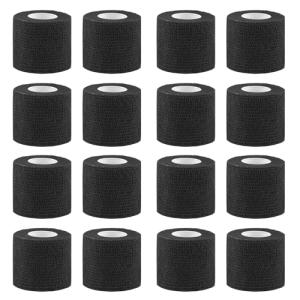 16 Pack Self Adhesive Vet Wrap Tape (Black)