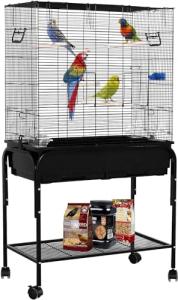 Black Iron Bird Cage with Stand and Storage