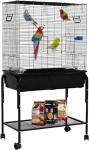 Black Iron Bird Cage with Stand and Storage