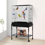 Black Iron Bird Cage with Stand and Storage