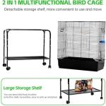 Black Iron Bird Cage with Stand and Storage