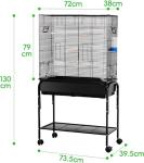 Black Iron Bird Cage with Stand and Storage