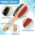 Double-Sided Wooden Dog Brush for Grooming