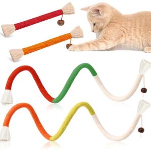 4-Pack Interactive Cat Toys with Scratching Post