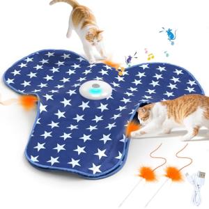 Rechargeable Interactive Cat Toy with Feather & Sound
