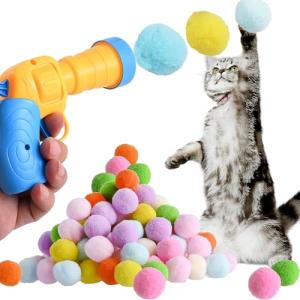 SXFENG Interactive Cat Pom Pom Balls - 50 Pack