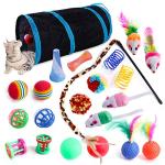 22-Piece Interactive Cat Toy Set with Tunnel