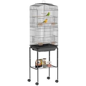 PawHut Black Bird Cage with Stand and Wheels