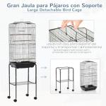 PawHut Black Bird Cage with Stand and Wheels